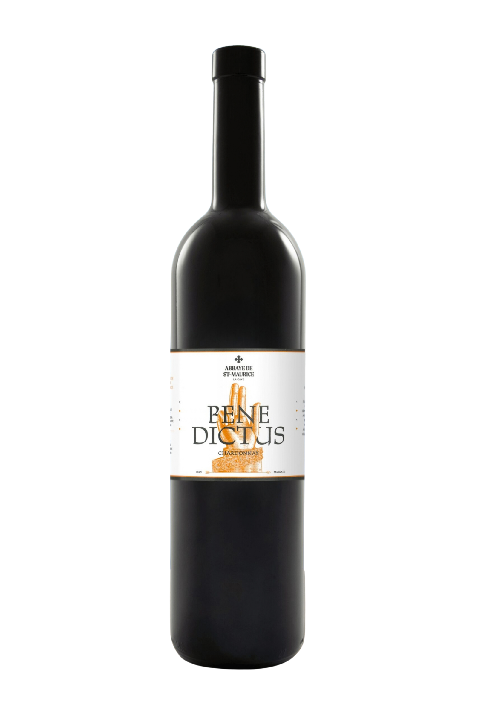 Bouteille de Benedictus Chardonnay, Abbaye de St-Maurice, vin blanc AOC Chablais